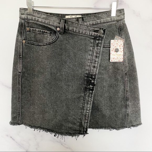Free People | Parker Wrap Denim Mini Skirt - Picture 4 of 11